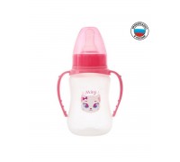 Бутылочка для кормления «Кошечка Софи» детская приталенная, с ручками, 150 мл, от 0 мес., цвет розовый