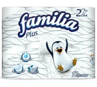 Туалетная бумага Familia, двухслойная, цвет: белый, 12 рулонов