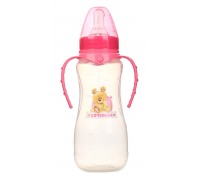 Бутылочка для кормления «доченька» детская приталенная, с ручками, 250 мл, от 0 мес., цвет розовый
