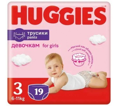Трусики для девочек Huggies 3 (7-11кг) 19шт