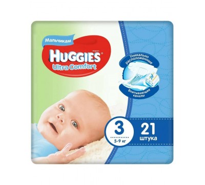 Huggies Ultra Comfort для мальчиков 3 (5-9 кг) 21шт.