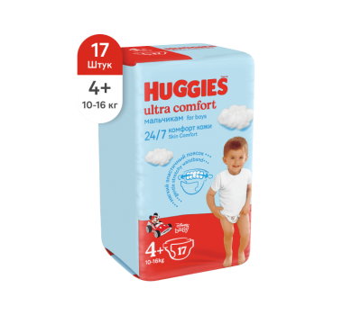 Подгузники Huggies Ultra Comfort для мальчиков 4+ (10-16 кг) 