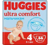Подгузники Huggies Ultra Comfort для мальчиков 4 (8-14 кг) 66 шт.