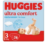Подгузники Huggies Ultra Comfort для мальчиков 3 (5-9 кг) 78 шт 