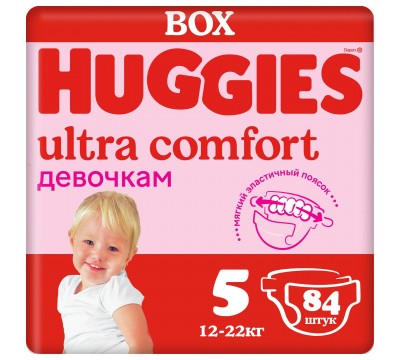 Подгузники Huggies Ultra Comfort для девочек 5 (12-22 кг) 84 шт