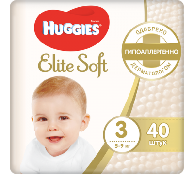 Подгузники Huggies Elite Soft 3 (5-9 кг) 40 шт.