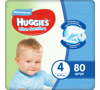 Подгузники Huggies Ultra Comfort для мальчиков 4 (8-14 кг) 80 шт.