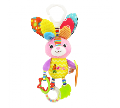 Мягкая развивающая игрушка-подвеска Зайчик Happy Monkey для колясок и автокресел