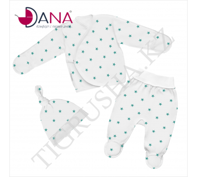 Комплект одежды DANA (Распашонка, ползунки, шапочка с узелком) 62 см бел\Серый