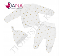 Комплект одежды DANA (Распашонка, ползунки, шапочка с узелком) 62 см бел\беж