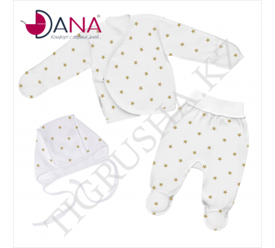 Комплект одежды DANA (Распашонка, ползунки, чепчик) 56 см бел\беж