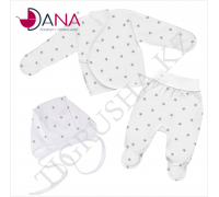 Комплект одежды DANA (Распашонка, ползунки, чепчик) 56 см бел\Серый