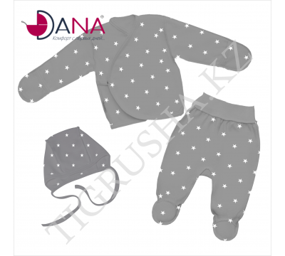 Комплект одежды DANA (Распашонка, ползунки, чепчик) 56 см серый