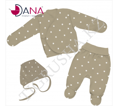 Комплект одежды DANA (Распашонка, ползунки, чепчик) 56 см беж