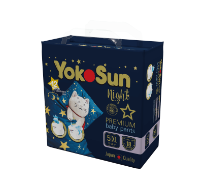 Ночные подгузники-трусики YokoSun Premium  XL 12-20 кг 18 шт