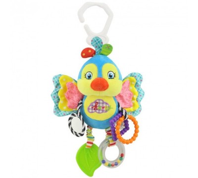 Мягкая развивающая игрушка-подвеска Попугайчик Happy Monkey для колясок и автокресел