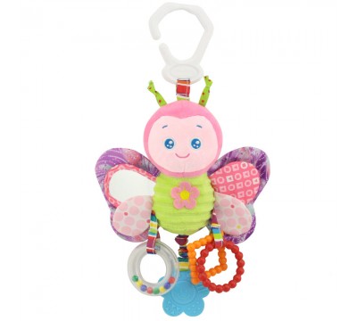 Мягкая развивающая игрушка-подвеска Бабочка Happy Monkey для колясок и автокресел