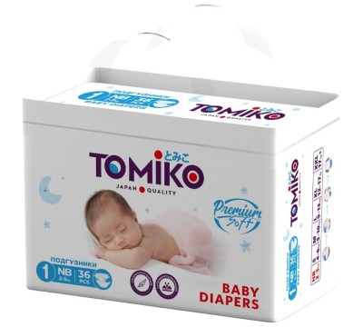 Подгузники TomiKo comfort + 1/Nb (2-5 кг) 21 шт