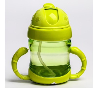 Поильник детский  c ручками с трубочкой 120 мл.  от 6 мес. Цвет Микс  