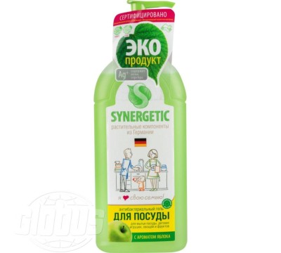 Гель антибактериальный для детской посуды, игрушек и бутылочек Synergetic Яблоко  1 л. 0+ мес