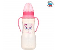 Бутылочка для кормления «Кошечка Софи» детская приталенная, с ручками, 250 мл, от 0 мес., цвет розовый