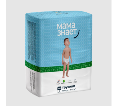 Трусики Мама Знает XXL (6) 15-22 кг 12 шт