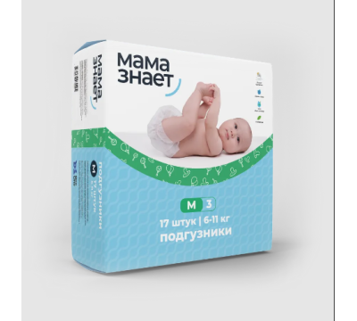 Подгузники Мама Знает M 6-11кг 17 шт.