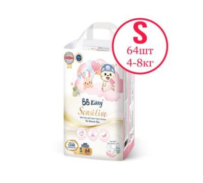 Подгузники BB KITTY Sensitive S (4-8 кг) 64 шт Подгузники BB KITTY Sensitive S (4-8 кг) 64 шт