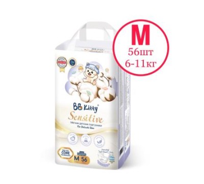 Подгузники BB KITTY Sensitive М (6-11кг) 56 шт Подгузники BB KITTY Sensitive М (6-11кг) 56 шт