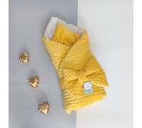 Конверт-одеяло плюшевый с большим бантом 0+ желтый