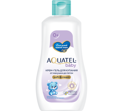 Крем гель для купания от макушки до пяток AQUATEL Baby хлопковое молочко и ромашка 0+ 280 мл