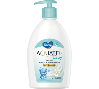 Жидкое крем-мыло детское AQUATEL Baby хлопковое молочко 0+ 500 мл