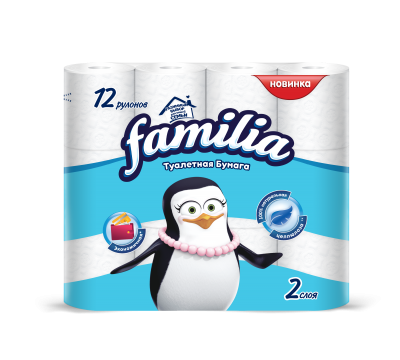 Туалетная бумага Familia classik, двухслойная, цвет: белый, 12 рулонов