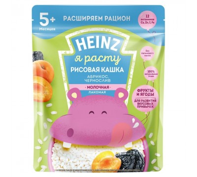 Каша Heinz Лакомая рисовая абрикос-чернослив 170г с 6 месяцев