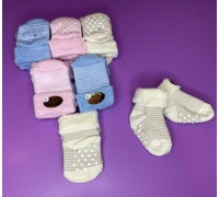 Носочки для новорожденных махровые с полосками 0+
