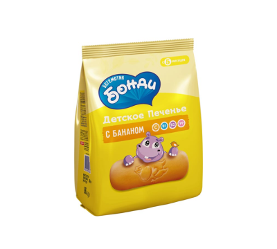 Детское печенье с бананом «Бегемотик Бонди», 180 г