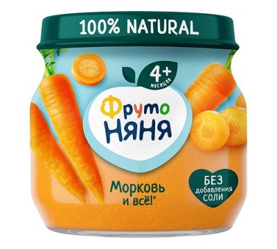 Пюре ФрутоНяня морковное с 4,5 мес. 80 гр