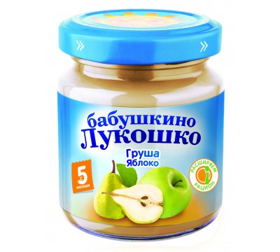 Пюре Бабушкино Лукошко груша-яблоко 100 г 5+ мес