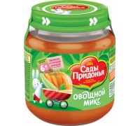 Пюре Сады Придонья овощной микс (стекло) 120г морковь, тыква, кабачок, 6+ мес