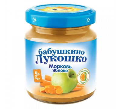 Пюре Бабушкино Лукошко морковь-яблоко 100 г 5+ мес