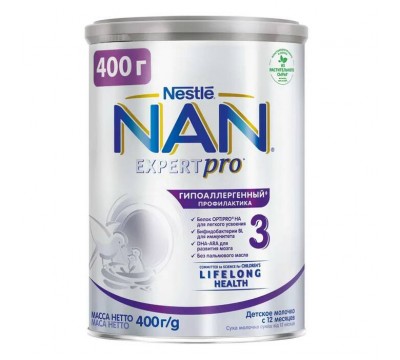 Cухая молочная смесь NAN 3 гипоаллергенный, с 12 месяцев, 400 г