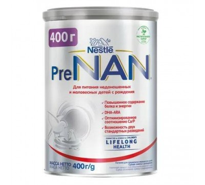 Сухая адаптированная молочная смесь для маловесных и недоношенных детей с рождения pre NAN  (с рождения) 400 г