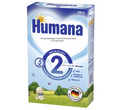 Молочная Смесь Humana с пребиотиками, с 6 до 12 мес 300 гр