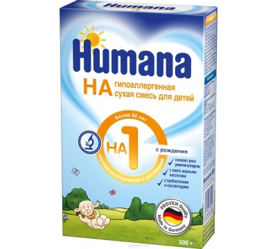 Смесь Humana GA 1 гипоаллергенная смесь, с рождения до 6 месяцев, 300 гр